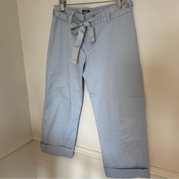 AUTHENTIC Roots Baby Blue Tie Waist Capri Pants Sz 6 - Picture 3 of 7